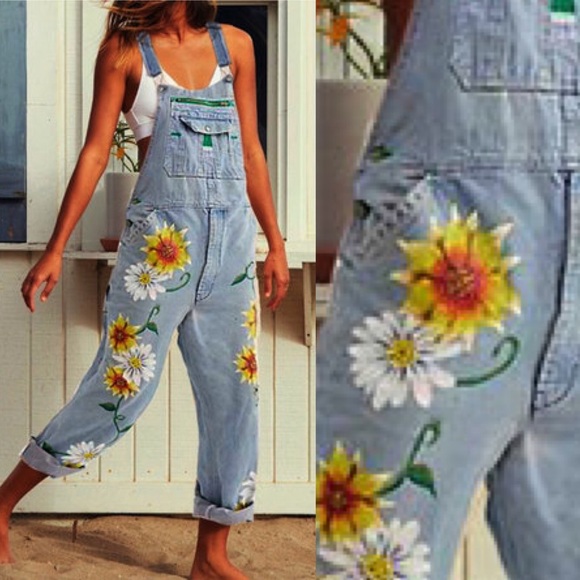 MISSLOOK Denim - Misslook Denim Overalls with Flowers Sz 2X